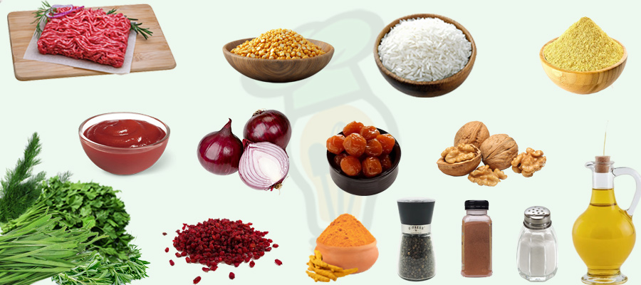 مواد لازم برای تهیه کوفته تبریزی