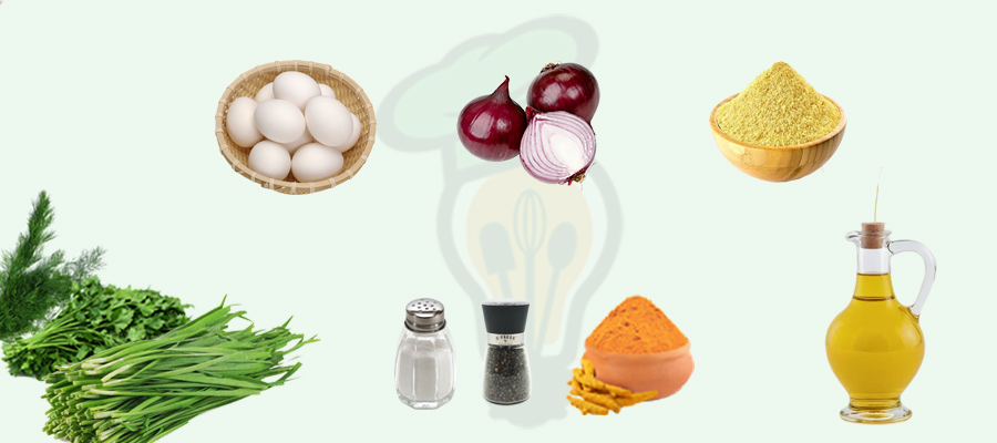 مواد لازم برای تهیه کوکو سبزی (برای ۴ نفر)