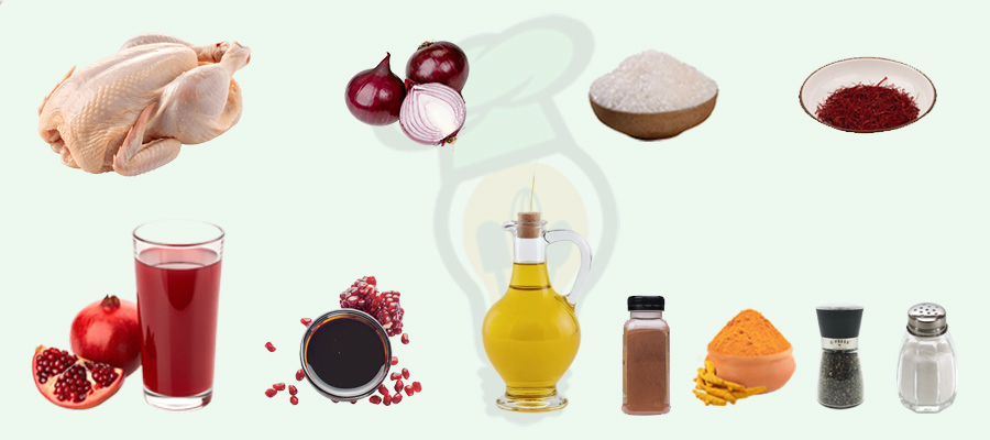 مواد لازم برای تهیه مرغ ناردونی (۴ نفر)