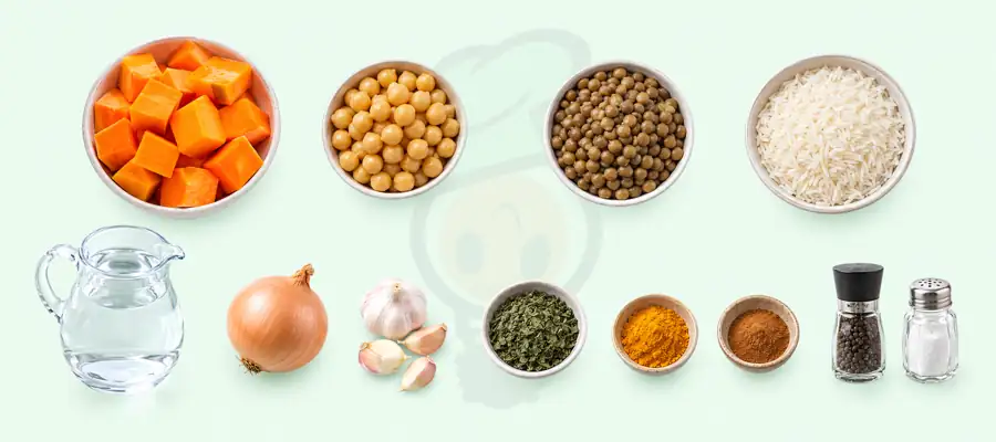 مواد لازم برای تهیه آش کدو حلوایی